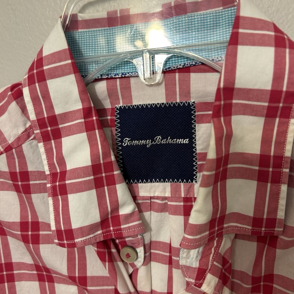 Tommy Bahama Button Up Shirt Mens Medium Pink Check Preppy Casual Long Sleeve - Picture 5 of 7